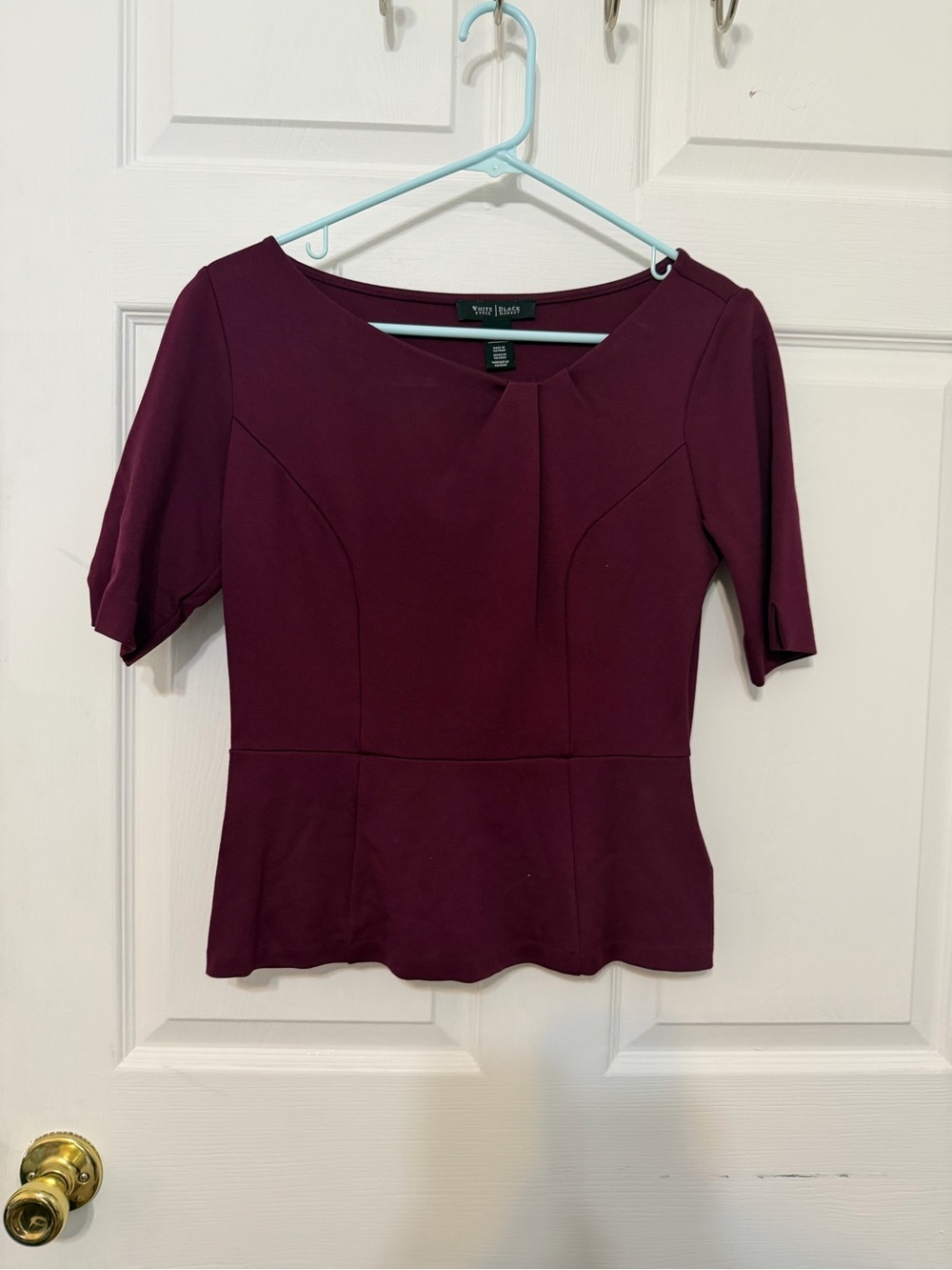White House Black Market Plum Short Sleeve Peplum Top